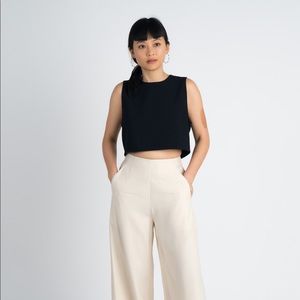 KAAREM Siamese Sleeveless Top in Black Blue